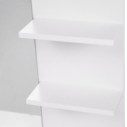 Modern Wall Mounted Bathroom Mirror with Three Tier Storage - White