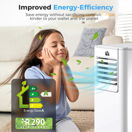 5000 BTU 4-in-1 Portable Air Conditioner with Cooling, Dehumidifying, Ventilating & Fan, Remote, LED Timer - White