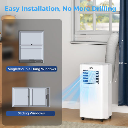 5000 BTU 4-in-1 Portable Air Conditioner with Cooling, Dehumidifying, Ventilating & Fan, Remote, LED Timer - White