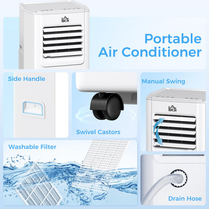 5000 BTU 4-in-1 Portable Air Conditioner with Cooling, Dehumidifying, Ventilating & Fan, Remote, LED Timer - White