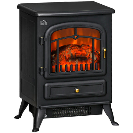 Freestanding Electric Fireplace Indoor Heater Glass View Log Wood Burning Effect