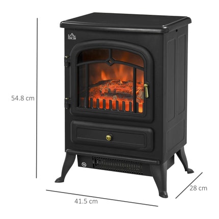 Freestanding Electric Fireplace Indoor Heater Glass View Log Wood Burning Effect