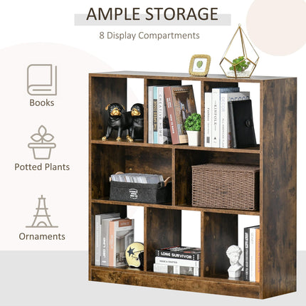 3-Tier Bookcase, Storage Shelf Unit with Open Compartments, for Living Room, Bed