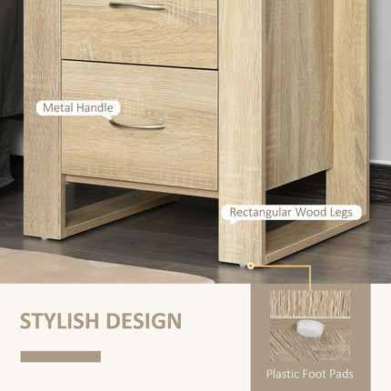 Modern 2 Drawer Bedside Table with Handles - Oak Brown