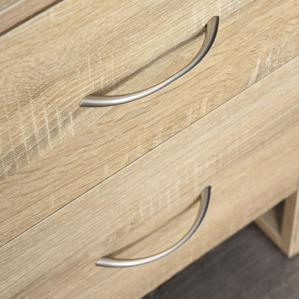 Modern 2 Drawer Bedside Table with Handles - Oak Brown