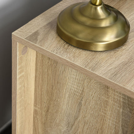 Modern 2 Drawer Bedside Table with Handles - Oak Brown