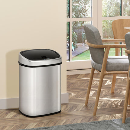 48L Stainless Steel Automatic Touchless Sensor Dustbin Bin - Silver