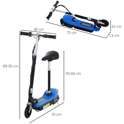 Outdoor Ride On Powered Scooter 120W Motor 2x12V Battery for Kids Sporting Toy - Blue