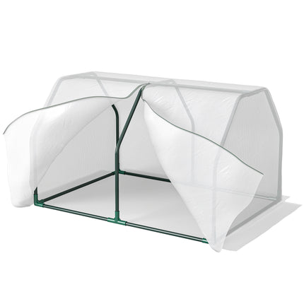 Mini Steel Frame Greenhouse with PVC Cover - White