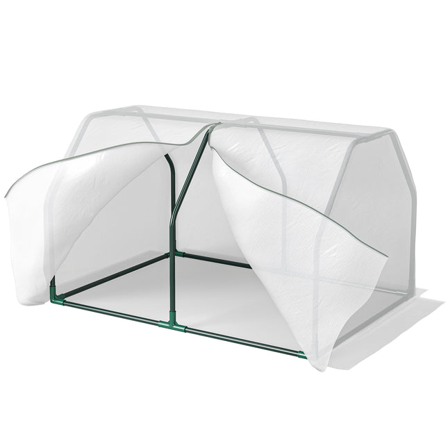 Mini Steel Frame Greenhouse with PVC Cover - White