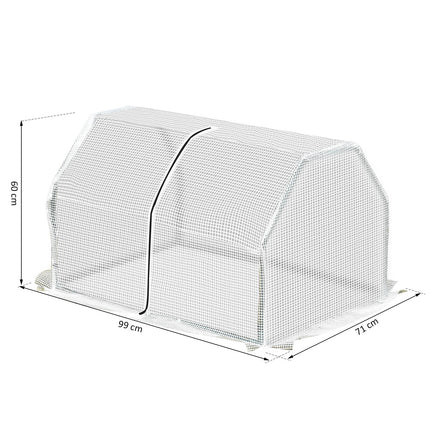 Mini Steel Frame Greenhouse with PVC Cover - White