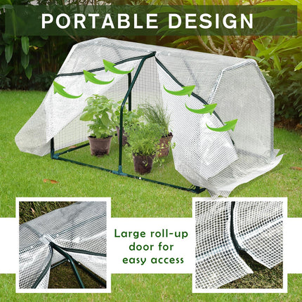 Mini Steel Frame Greenhouse with PVC Cover - White