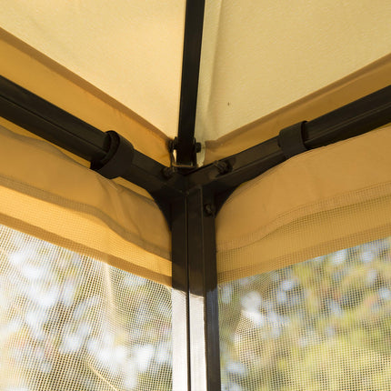 3x3 m Double Top Steel Gazebo with Canopy - Beige