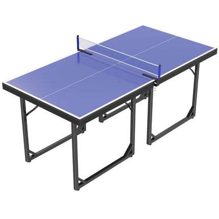 Folding Mini Table Tennis Set with Net - Black/Blue
