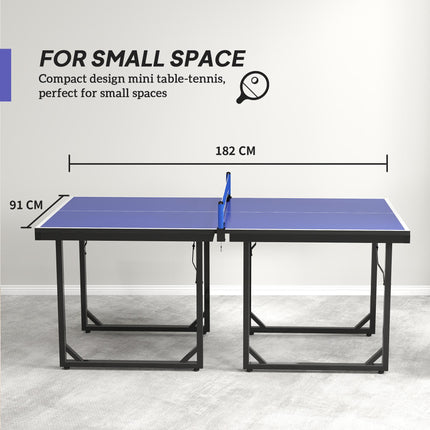 Folding Mini Table Tennis Set with Net - Black/Blue