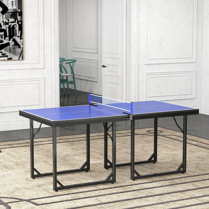 Folding Mini Table Tennis Set with Net - Black/Blue