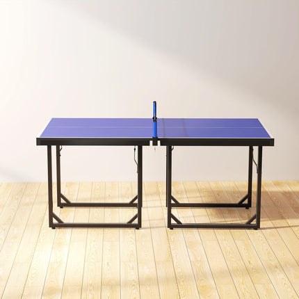 Folding Mini Table Tennis Set with Net - Black/Blue