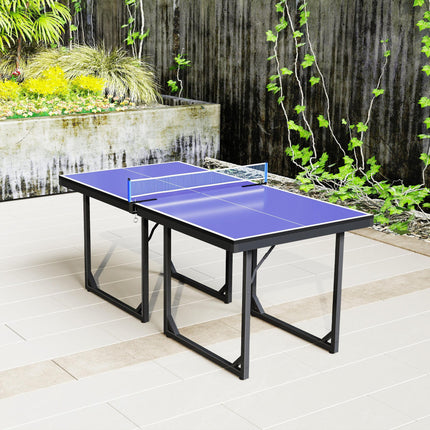 Folding Mini Table Tennis Set with Net - Black/Blue
