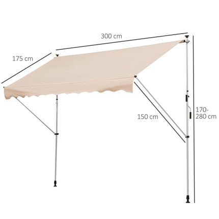 3x1.5m  Adjustable Outdoor Aluminium Frame Awning Beige