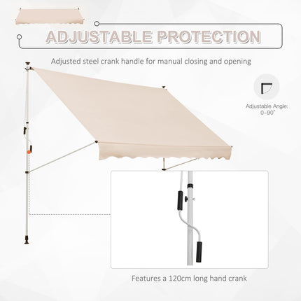 3x1.5m  Adjustable Outdoor Aluminium Frame Awning Beige