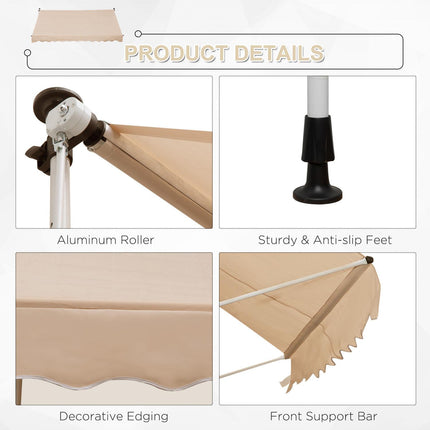 3x1.5m  Adjustable Outdoor Aluminium Frame Awning Beige