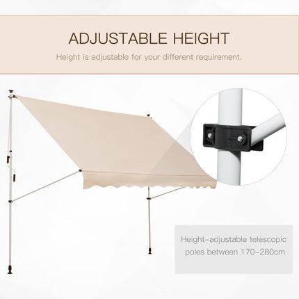 3x1.5m  Adjustable Outdoor Aluminium Frame Awning Beige