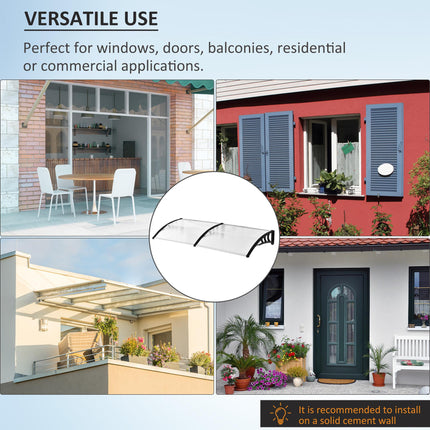 75 x 195 cm Curved Polycarbonate Door Window Awning Canopy UV Rain Snow Protection - Clear
