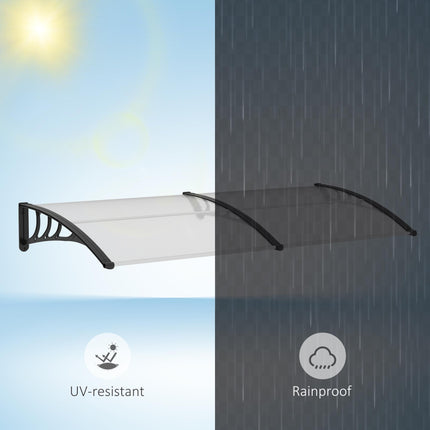 75 x 195 cm Curved Polycarbonate Door Window Awning Canopy UV Rain Snow Protection - Clear