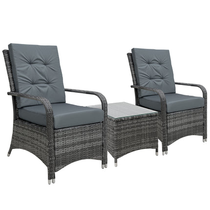 Rattan 2-Seater Garden Sofa Bistro Set with Table and Cover - Grey