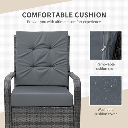 Rattan 2-Seater Garden Sofa Bistro Set with Table and Cover - Grey
