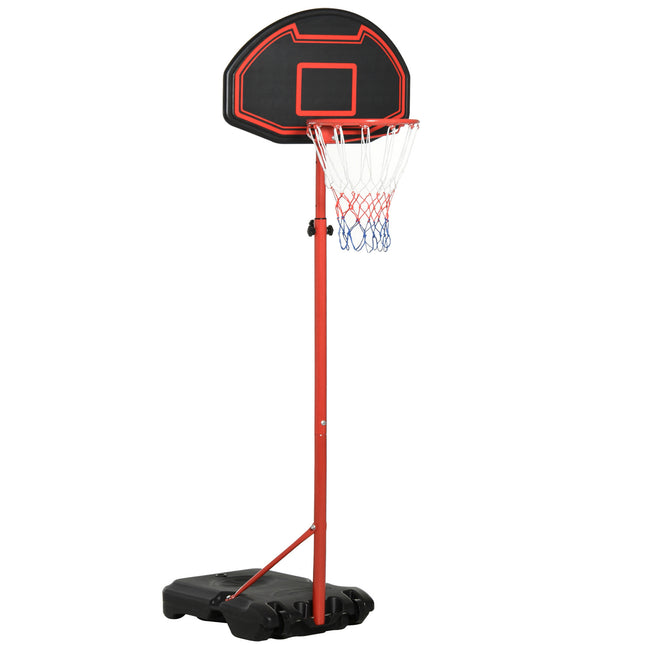 Adjustable Steel Frame Basketball Hoop Stand - Black/Red