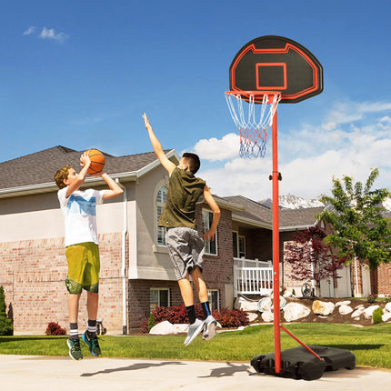 Adjustable Steel Frame Basketball Hoop Stand - Black/Red