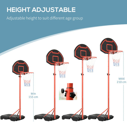 Adjustable Steel Frame Basketball Hoop Stand - Black/Red