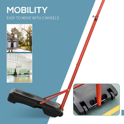 Adjustable Steel Frame Basketball Hoop Stand - Black/Red