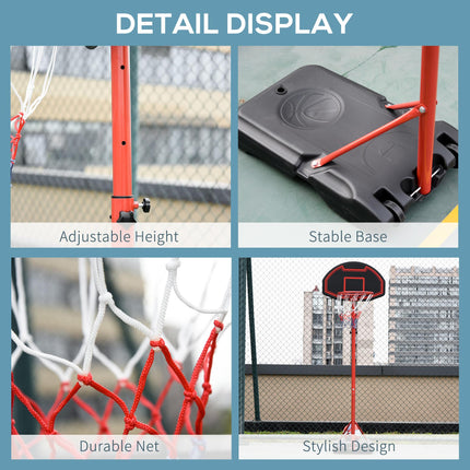 Adjustable Steel Frame Basketball Hoop Stand - Black/Red