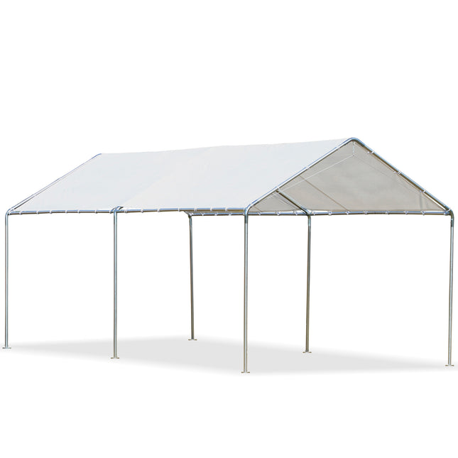 Heavy Duty 3x6m Galvanised Steel Carport Shelter with Waterproof Canopy - White