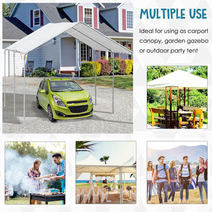 Heavy Duty 3x6m Galvanised Steel Carport Shelter with Waterproof Canopy - White