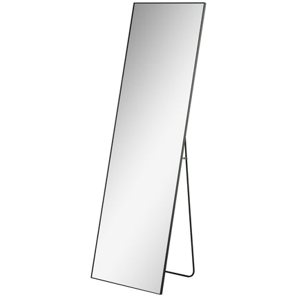 Full Length Aluminum Alloy Dressing Mirror Floor Standing or Wall Hanging - Black