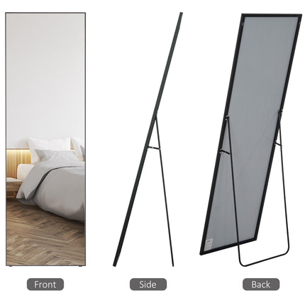 Full Length Aluminum Alloy Dressing Mirror Floor Standing or Wall Hanging - Black