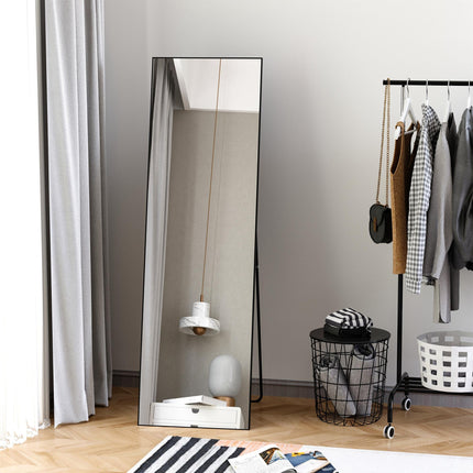 Full Length Aluminum Alloy Dressing Mirror Floor Standing or Wall Hanging - Black