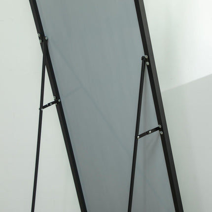 Full Length Aluminum Alloy Dressing Mirror Floor Standing or Wall Hanging - Black