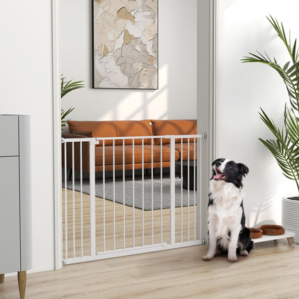 Pressure Fitted Extendable Pet Dog Safety Gate 72-107cm Wide - White