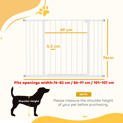 Pressure Fitted Extendable Pet Dog Safety Gate 72-107cm Wide - White