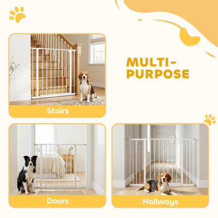 Pressure Fitted Extendable Pet Dog Safety Gate 72-107cm Wide - White