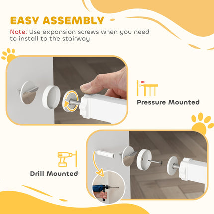 Pressure Fitted Extendable Pet Dog Safety Gate 72-107cm Wide - White