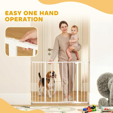 Pressure Fitted Extendable Pet Dog Safety Gate 72-107cm Wide - White