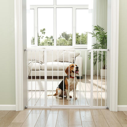 Pressure Fitted Extendable Pet Dog Safety Gate 72-107cm Wide - White