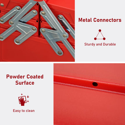 Professional 3 Tier 5 Tray Metal Cantilever Toolbox 45x22.5x34.5cm - Red