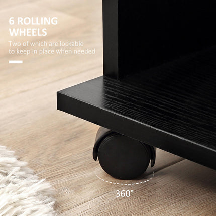 Double Open Wardrobe with 3 Shelves and Wheels - Black