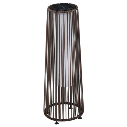 Set of 2 Solar Powered PE Rattan Lanterns with Auto On/Off - Brown